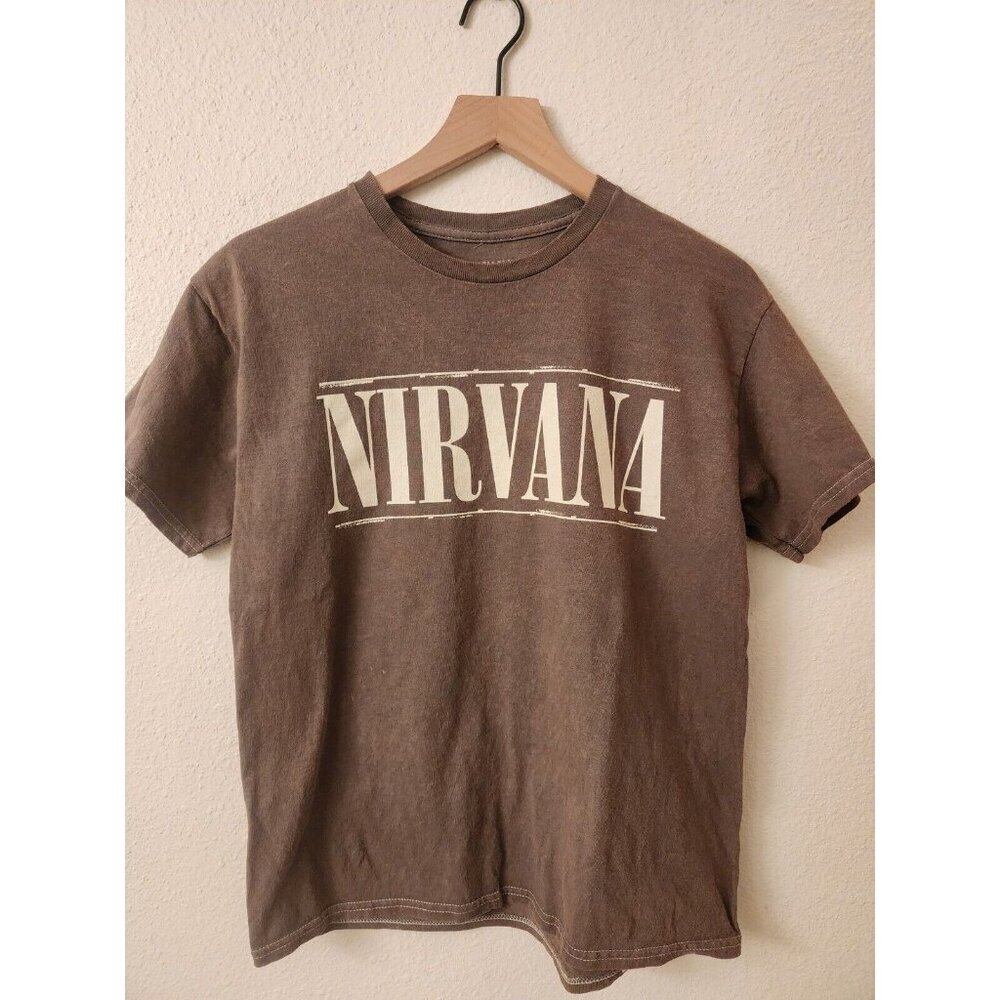 NEW Nirvana Stencil Logo Smile Face Mens M T-Shirt | Kurt Cobain